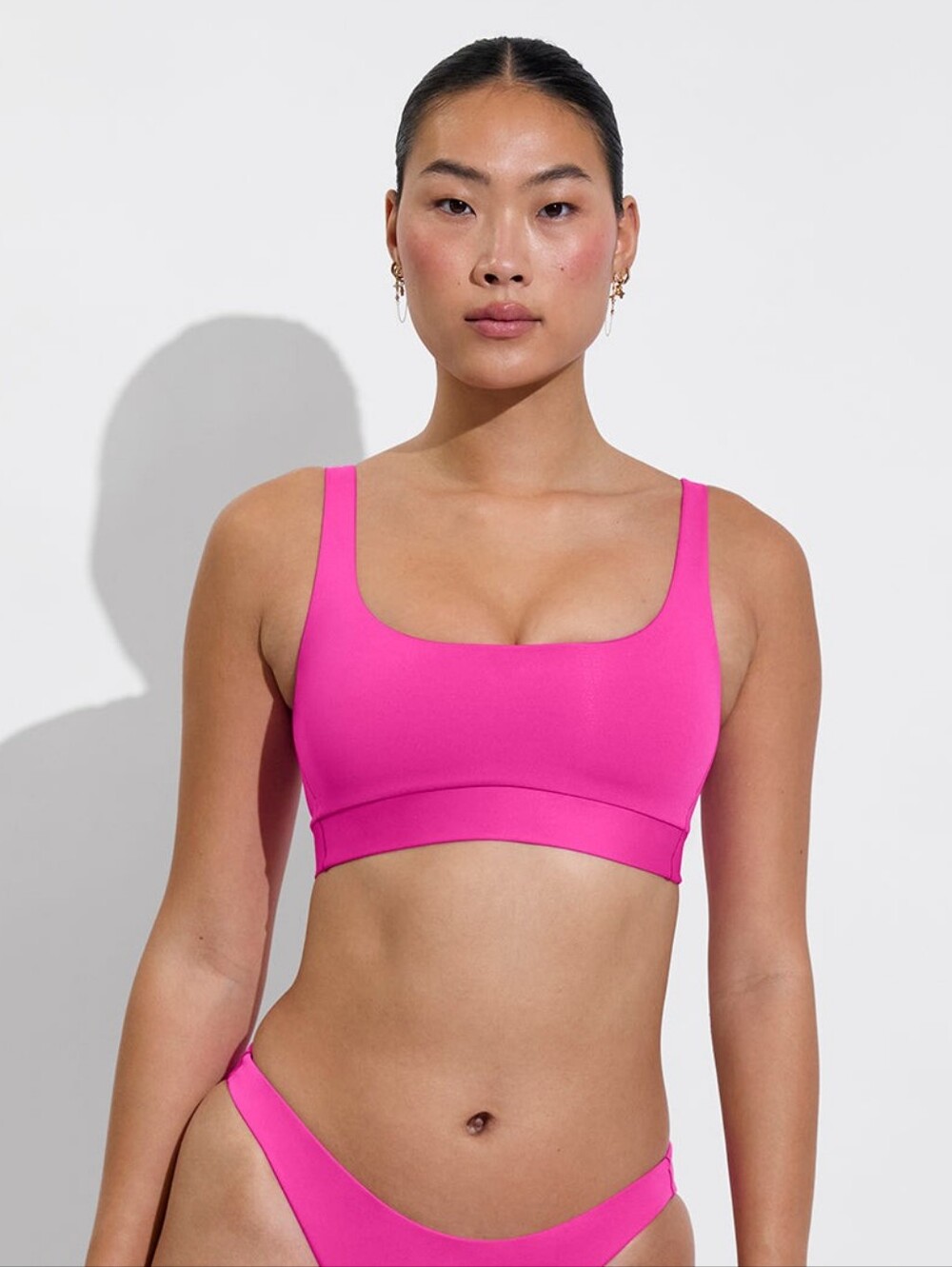 Left On Friday Double Scoop Top Swimsuit Hot Pink Size XL